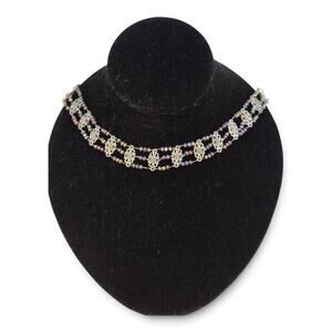 Artisan Style 3 Strand Iridescent Beaded Floral Statement Necklace